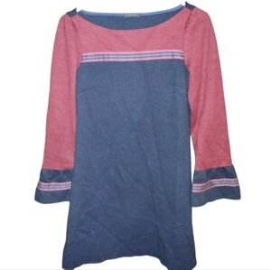 Sisley Red And Blue mini shift dress good condition, Bell Sleeve